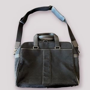 Coach Hudson Signature Laptop Bag in Black Cloth and Leather
